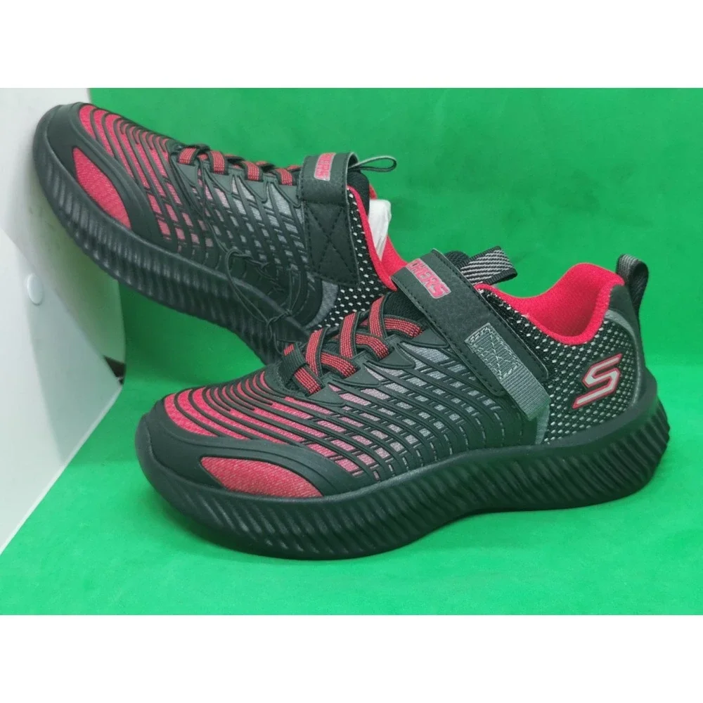Skechers Boys Comfortable Sneakers -Black/Red - Size 2 Little Kid New
